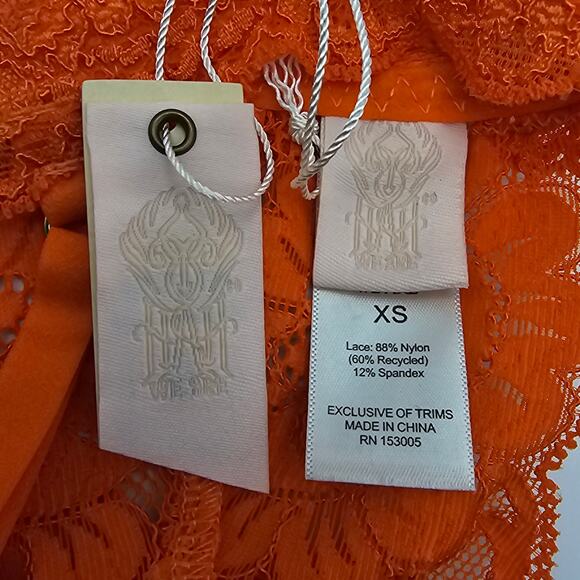 Free people We Are HAH Womans XS Chi Bralittle Bralette Burnt Orange Lace NEW - Picture 5 of 8